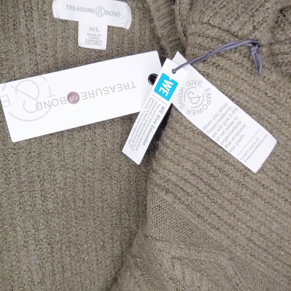 TREASURE & BOND Olive Sarma Cable Cardigan M/L - Picture 4 of 8